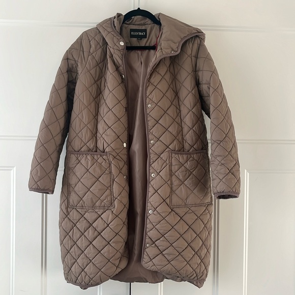 Ellen Tracy Jackets & Blazers - Ellen Tracy Quilted Long Hooded Puffer Trench Jacket